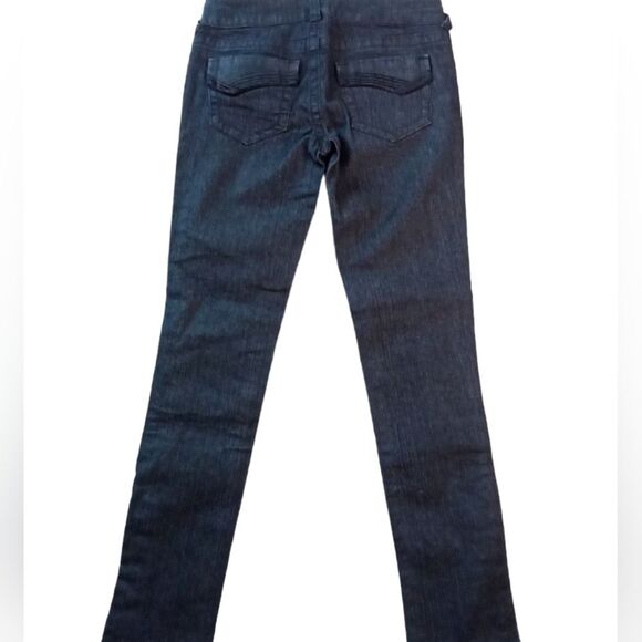 YOUNIQUE JEANS 5 BLUE SNAP ON BOTTOM LEGS RAMIE BLEND POCKETS - Picture 7 of 8